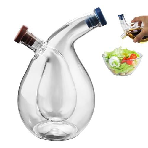 Uozonit Vinagre de aceite y vinagre | Dispensador de aceite y vinagre de vidrio transparente 2 en 1, suministros de cocina, botellas de vidrio de salsa de soja