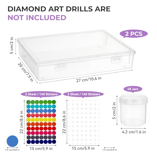Caja de 48 compartimentos para diamond painting con tapa y base estable 3