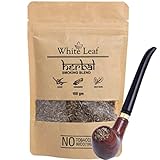 White Leaf Tobacco & Nicotine Free Smoking Mixture with 100% Natural Herbal Smoking Blend 1 Pack (3.5 Oz/ 100G) with Wooden Pipe