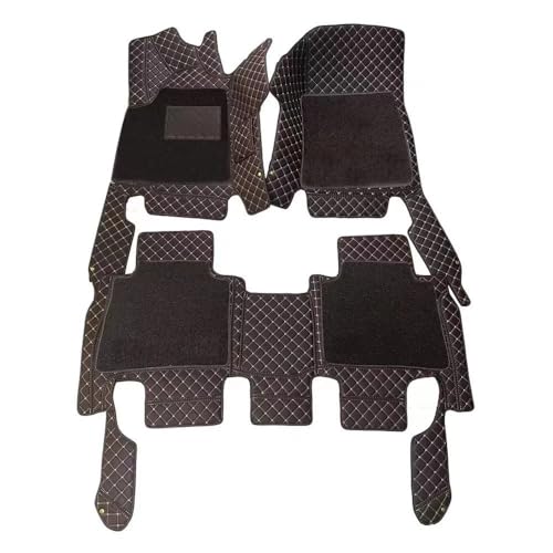 Image of 7D Car Floor Mat Compatible for La.n.d Ro.v.er Defender 5 Seater | Luxury Leatherette with Grass | Waterproof & Washable | Complete Set | Color - Coffee Beige
