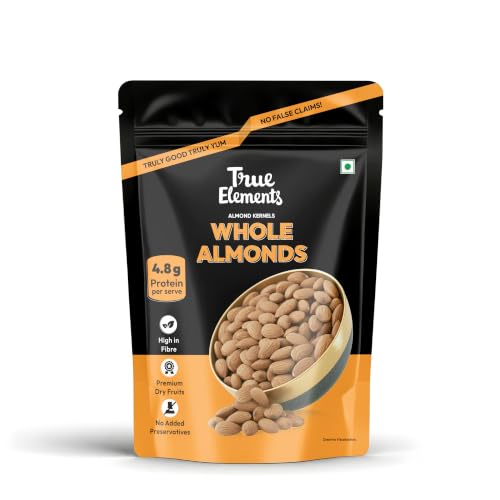 Image of True Elements Almonds 200g - Clean and Premium Almonds | Badam Dryfruits | Healthy and Diet Snacks | Dry fruits for Festive Eating