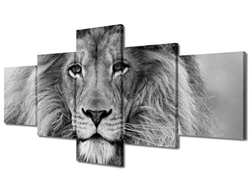Toile murale Roi Lion pour salon moderne, grand tableau animaux 5 pièces