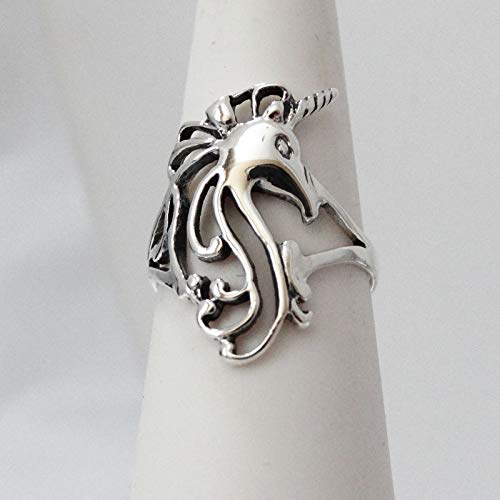 FashionJunkie4Life Sterling Silver Unicorn Ring, Sizes 5-103