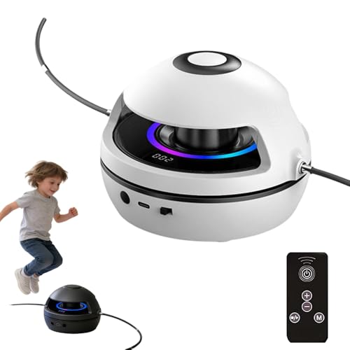 Elektronische Springseil, 2026 Neu Intelligente Springseilmaschine mit Fernbedienung, 1-10 Geschwindigkeitsstufen Kinder Smartes Springseil Smart Jump Rope Machine Springseilmaschine Kinder (Weiß)
