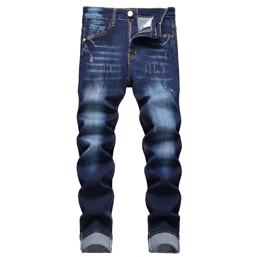 JUNBAOSS Men's Slim Fit Jeans Stretch Ripped Skinny Jeans for Men, Fashion Straight Leg Comfort Flex Waist Casual Pants
