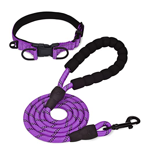 Collar Perro Ajustable,con Correa Perro,Collar Nylon Reflectante,1.2m Correas para Perros, para Caminar Correr Entrenamiento,para Perros Pequeños,Morado,2.0cm De Ancho Cover