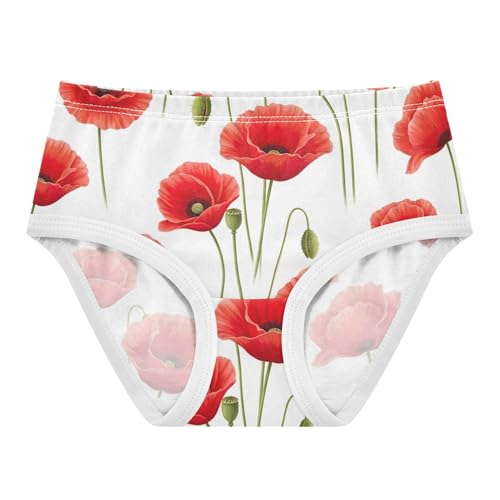 Flower Girls Underwear Toddler 2t Cotton Cute Panties Girl Bright Flowers Green Buds White Undies Kids Briefs