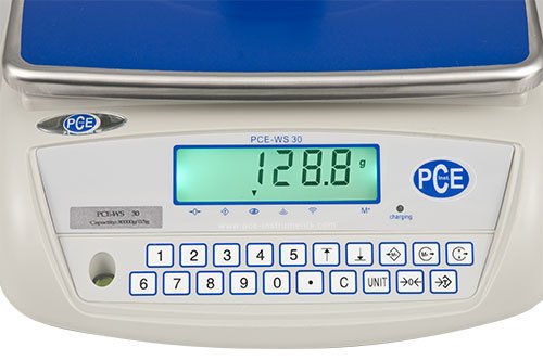 PCE Instruments PCE-WS 30 Tabletop Scale, for Weighing Applications, Measures up to 30 kg, Along with a Clear LCD Display and Tare Function