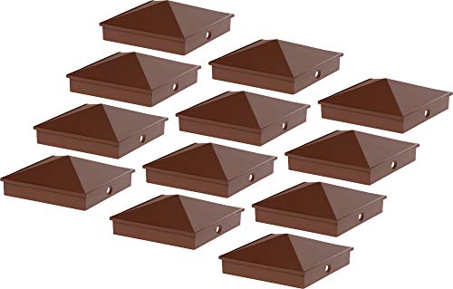 GreenLighting 4x4 Aluminum Pyramid Post Cap Cover for Nominal Wood Posts (Brown, 12 Pack)