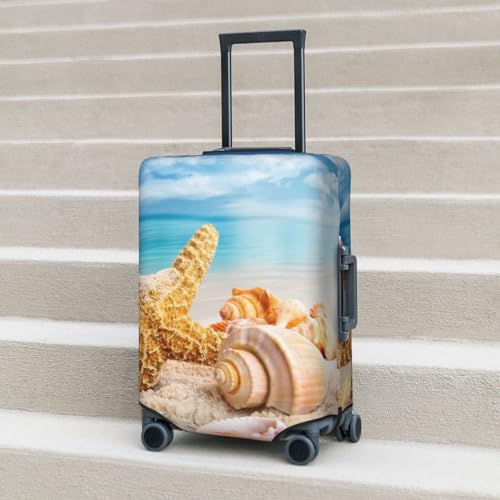 Beach Starfish Shell Luggage Cover TSA Approved Stylish Dust and Scratch Resistant Luggage Case Protector Washable Elasticated Luggage Covers for Kids and Adults3