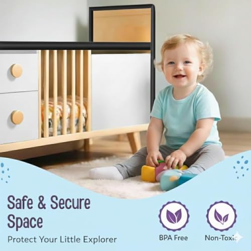 Image of Safe-O-Kid Baby Proofing Edge Guard 5 Meter (16.4 Feet) with Strong Adhesive Tape | Extra Thick Corner Protector Strip for Tables, Furniture & Sharp Edges | BPA-Free Child Safety Edge Guard | Black