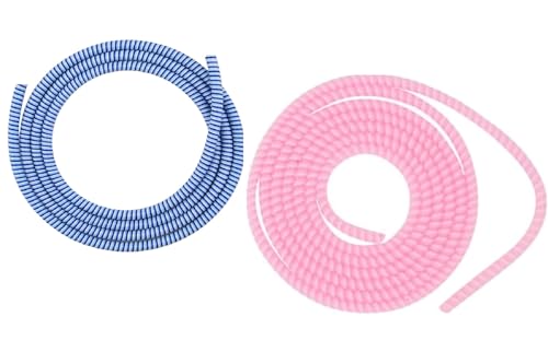 Image of Spiral Cable Protector, Data Cable Protective Sleeve, Headphone Saver, Charger Protective Cover, Wire Repair /Strain Relief Cable Wrap Tube for USB Data Cable Headphone Cable (Blue+Pink)