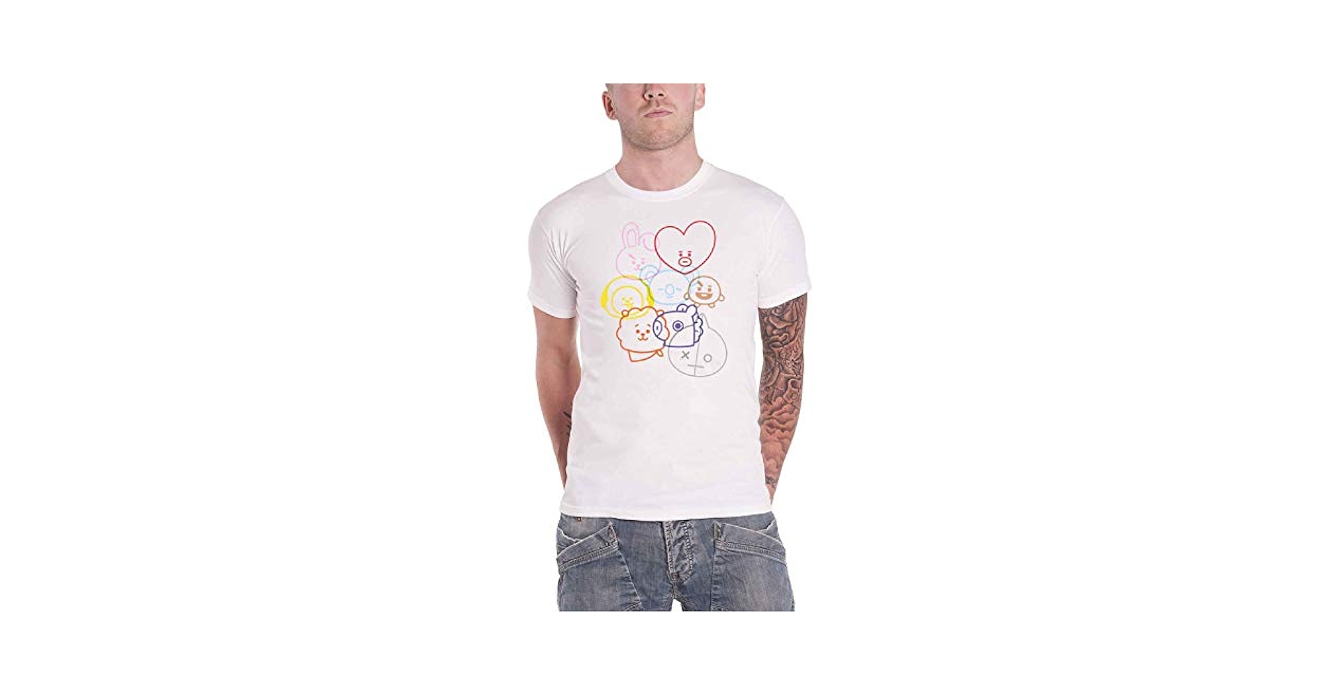 Amazon.com: Official Bt21 T Shirt Bts Faces K-Pop Koya