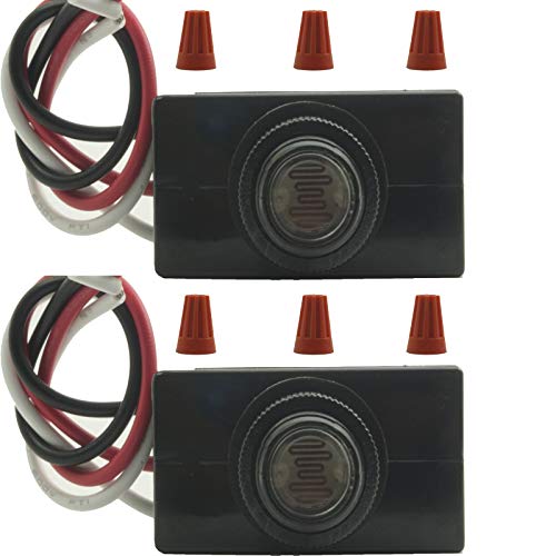 Two 120-Volt Outdoor Hard-Wired Post Eye Light Control with Photocell Light Sensor Light Automatic Dusk Till Dawn Photo Control Light Sensor Switch for Hardwire Outdoor Lamp Posts
