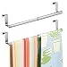 mDesign Adjustable, Expandable Kitchen Over Cabinet Towel Bar - Hang on Inside or Outside of Doors, Storage for Hand, Dish, Tea Towels - 9.25" to 17" Wide, 2 Pack - Brushed Stainless Steel