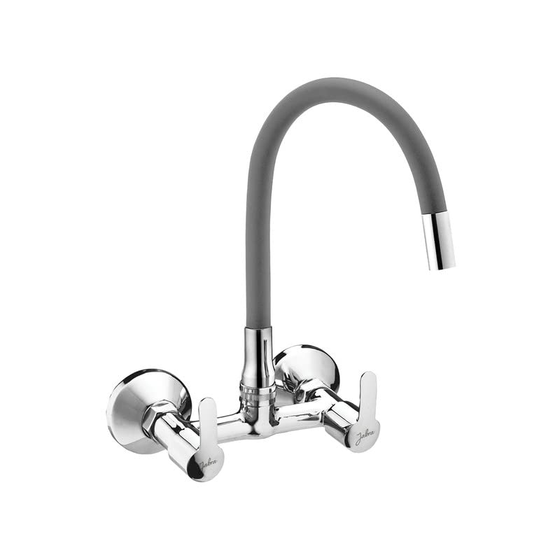 JABRA Aqua Faucet Sink Mixer Tap, Hot and Cold Water with Flexible Silicone Swivel Spout Wall Mounted for Kitchen/Bathroom/Wash-Basin | Matt Grey Color & Chrome Finish - Dual Flow, Bathing Accessory (B0B36CGRRD) Amazon Price History, Amazon Price Tracker