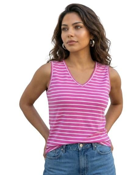 Women’s Striped Sleeveless V-Neck Top | Casual Tank Top | Lightweight Summer Wear | Soft Everyday Vest for Women-picture-39
