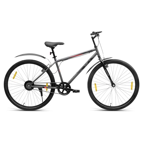 Image of XCi Thala Mountain Bicycle /Bike, 27.5-Inch Tires, Single Speed, Rigid Suspension, V-Brakes, Youth 12+ Years, 17-Inch Ultra Light Steel Frame, Grey Red
