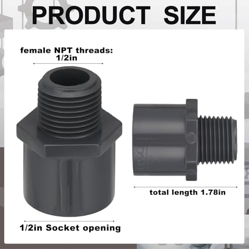 Image of 8 Pcs 1 /2 Inch PVC Pipe Fitting Male Adapter Schedule 80 Socket x Npt Compatible with 836 Series Heavy Duty Industrial Grade Corrosion Resistant Plumbing Irrigation Connector for Water