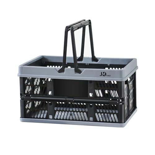 Image of 20 L Collapsible Shopping Basket, plastic basket, Basket with Handle, M (Black)