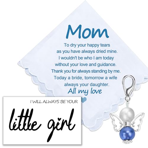 Mother of the Bride Handkerchief, Wedding Handkerchief Gift for Bride's Mother from Daughter, Keepsake Hankie for Mother, Wedding Gifts for Parents (Mother of the Bride) To My Parents Wedding Day Card