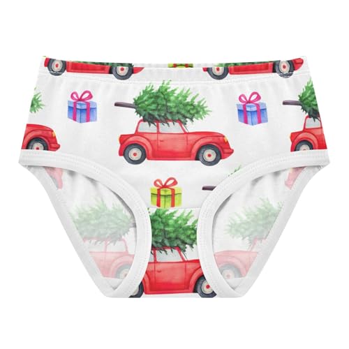 Red Vintage Cars Christmas Trees Girl Panties Cute Toddlers Underwear Floral Cotton Florals Briefs Kids Undies 2t