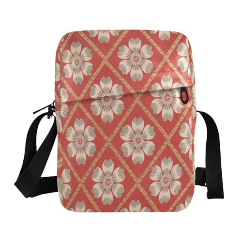 messenger bag crossbody Crossbody Bags For Women Cross Body Purses Adjustable Strap for Shopping Shopping- Japanese Blossom Red