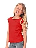 Kavio! Big Girls 7-16 Lettuce Edge Scoop Neck Cap Sleeve Top Red XL