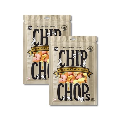 Image of Chip Chops Chicken Twined Biscuits Dog Treats, High Protein & Easily Digestible Snacks, No Artificial Flavours, Training and Reward Treats Suitable for All Dog Breeds 250g - Pack of 2