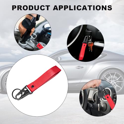 Image of Wevdn Car Key Chain, Fabric Metal Practical Multifunctional Motorcycle Keychain, Anti-Lost Keychain with O-Ring for Men Women (Red)