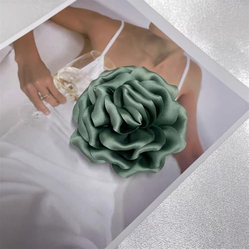 Image of Dainty Peony Rose Flower Brooches Lapel Pins Delicate Elegant Fabric Flowers Brooch Pin for Women Flower Corsage for Wedding Party Accessories Jewelry Gifts100mm