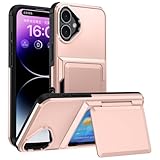 FDTCYDS for iPhone 17 Wallet - Style Protective Case with Card Holder (Holds 5 Cards) - Rose Gold