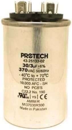 43-26261-03 -Rheem OEM Round Replacement Dual Run Capacitor 30 + 3 