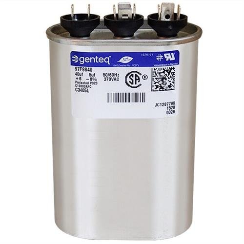 GE 97F9689-40 + 5 uf MFD 370 Volt VAC Genteq Replacement Oval Dual Run Capacitor
