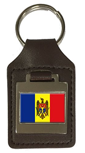 Porte-clés en cuir Moldavie gravé avec finitions artisanales durables