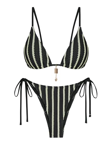 ZAFUL Crochet High Waisted Bikini Sets for Women Swimsuit Bathing Suits
