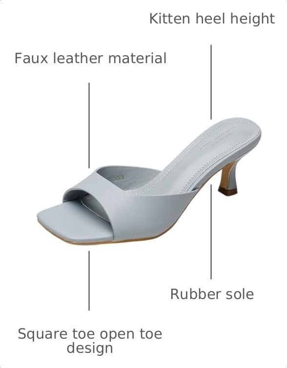 Image of Women's Square Open Toe Kitten Heel Slides Sandals Sexy One Band Slip-On Stiletto Heels Mules Casual Party Prom Dance Dress Dress