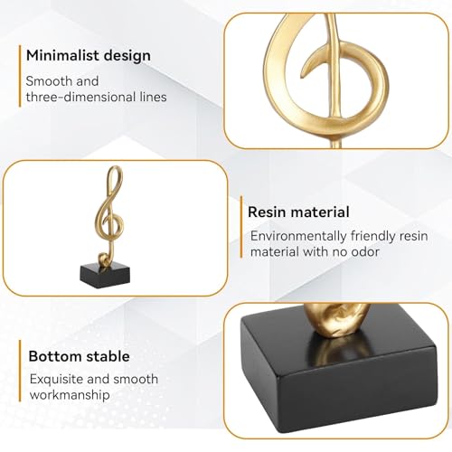 Set 2 Estatuas Decorativas Notas Musicales Doradas miniatura 2