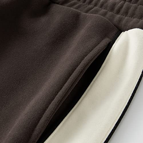 Faux Suede Sweatpants Women Flare Dancing Joggers Men's Patchwork Streetwear Trousers4