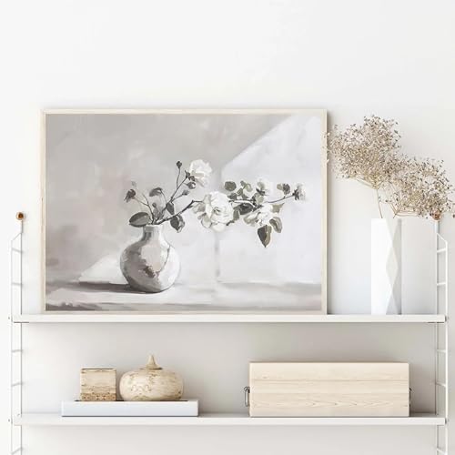 Peinture à l'huile vintage hortensias cadre 60x90cm poster toile pour décoration buanderie maison