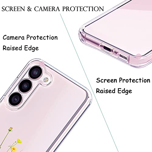 Funda Galaxy S23 Plus抗震防摔透明手机壳带凹凸立体花束花纹 2
