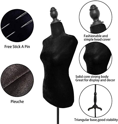 image for SHAREWIN Black Female Dress Form Mannequin Torso Body with Adjustable 