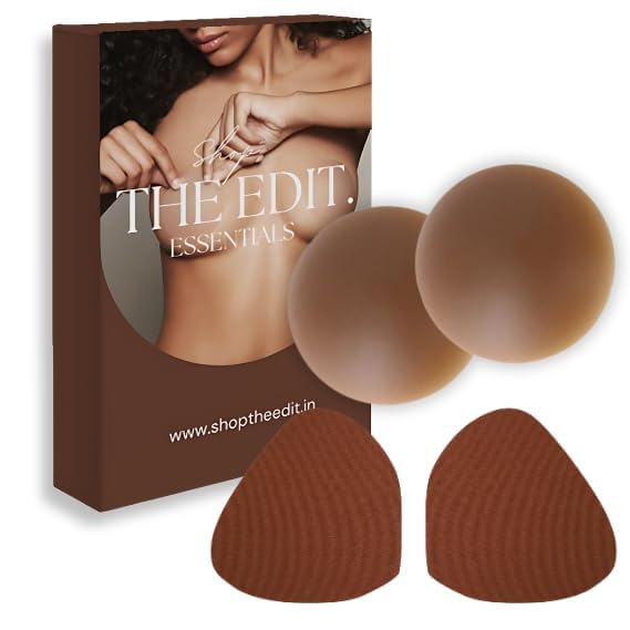 Shop Nipple Covers & Breast Lift Tape for Women | 2 Pairs Each | Reusable, Invisible & Skin-Friendly | Waterproof, Sweatproof, Medical-Grade Adhesive (Chocolate, L)-image-29
