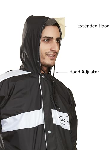 Image of KOLAR Men's Waterproof Rain Suit with Jacket and Pant With Reflective Surface, Extended Hood, Ouside and Inside Pocket