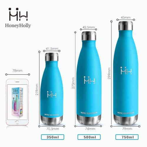 HoneyHolly Trinkflasche Edelstahl, Trinkflaschen Kinder, 500ML BPA-frei, Thermosflasche, Wasserflasche Doppelwandig… – Ansicht 5