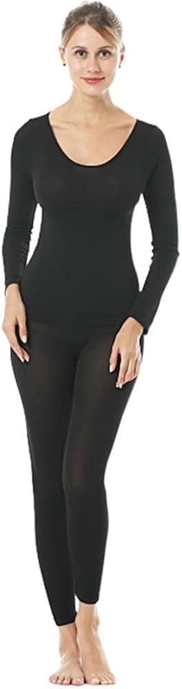 HSAJS Conjuntos Ropa Interior Termica Mujer Camiseta Manga Larga Pantalón Termico Transpirable cálida y de Secado rápido Conjuntos Térmicos antibacteriana y Flexible Interior Invierno Esqui Montaña