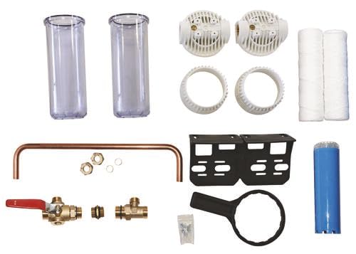 AQUAWATER - Station Filtre Double Anti-Tartre & Anti-Corrosion Avec By-Pass Breveté - 9''3/4 - Équerre De Fixation Et Clé De Desserrage Incluses - Blanc - Température Max 35°C - 24 mois | Protégez durablement vos canalisations du tartre et de la corrosion