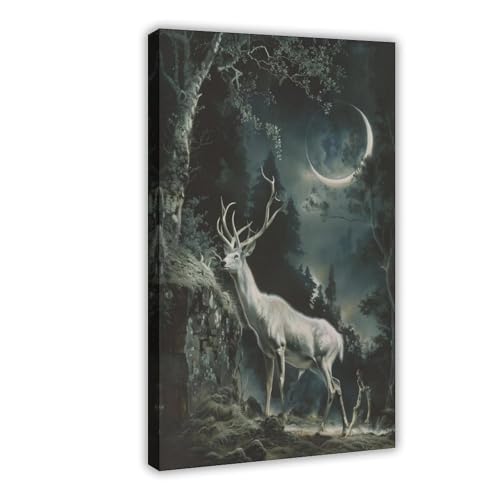 Toile lune et cerf pour briser la monotonie des murs blancs