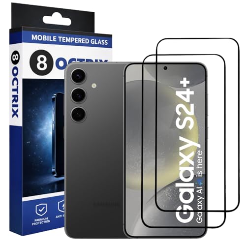 Image of Military-Grade Tempered Glass Screen Protector Compatible for Samsung Galaxy S24 Plus 5G with Edge to Edge Coverage - Case Friendly, Anti-Scratch & Bubble-Free Installation Kit (Pack Of 2)