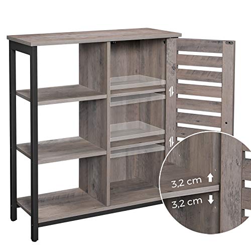 VASAGLE dressoir, keukenkastje met 3 open rekken, badkamerkastje, woonkamer, hal, keuken, thuiskantoor, stalen frame… - Image 5